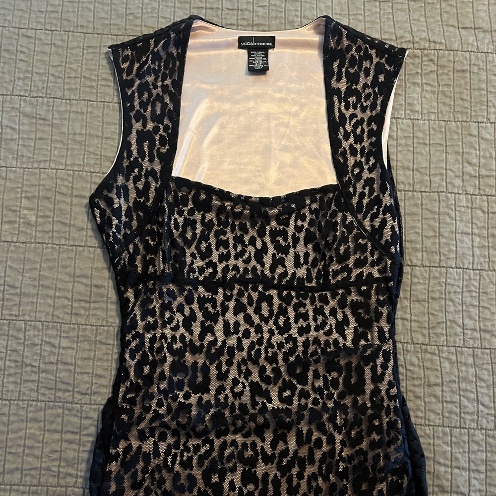 Animal print lace midi dress